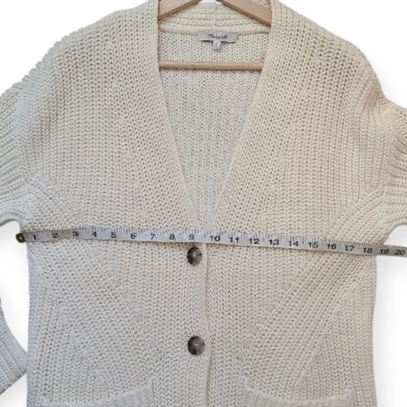 Madewell Textural Stitch V Neck Cardigan Sweater Cream Button-Up Size Small - Picture 14 of 17